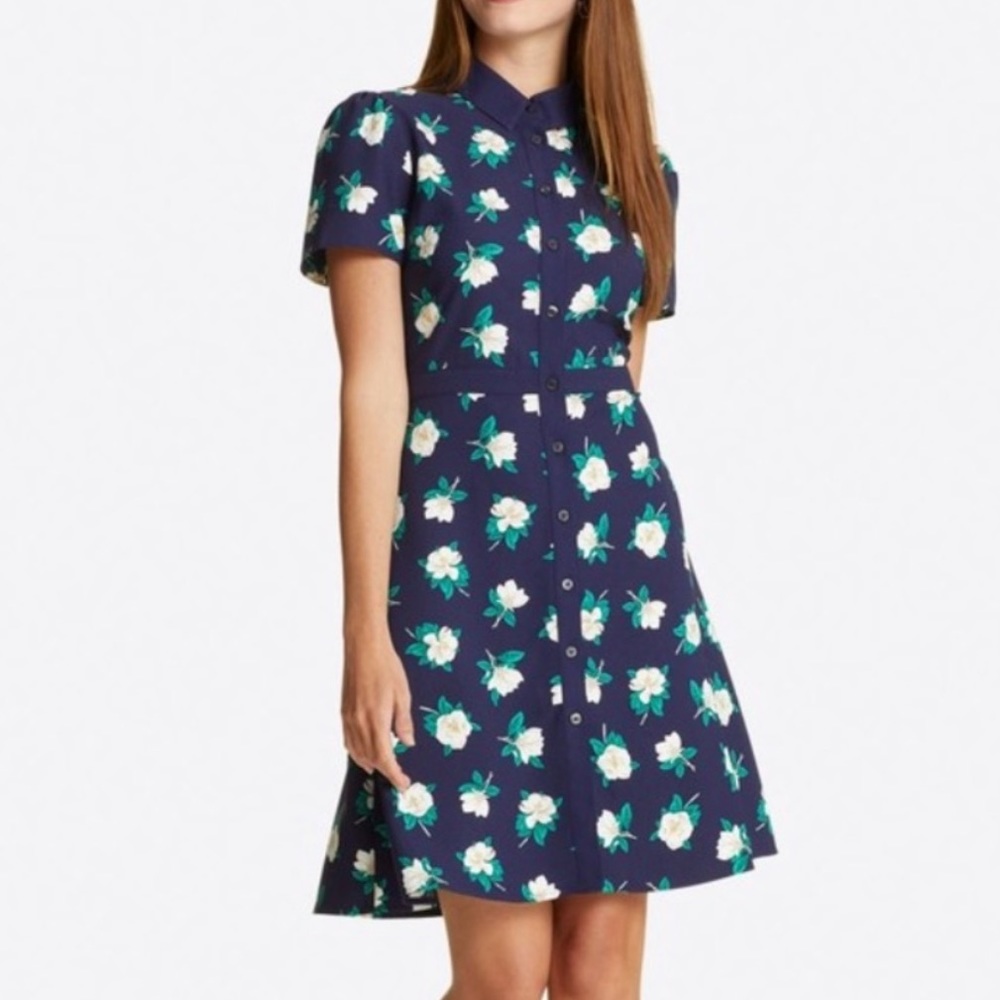 NWT Draper James Button Front Shirtdress Nassau Navy